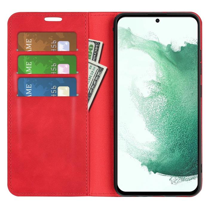Bild 2, Samsung Galaxy S23 Plus Flip Fodral Skin Touch Röd