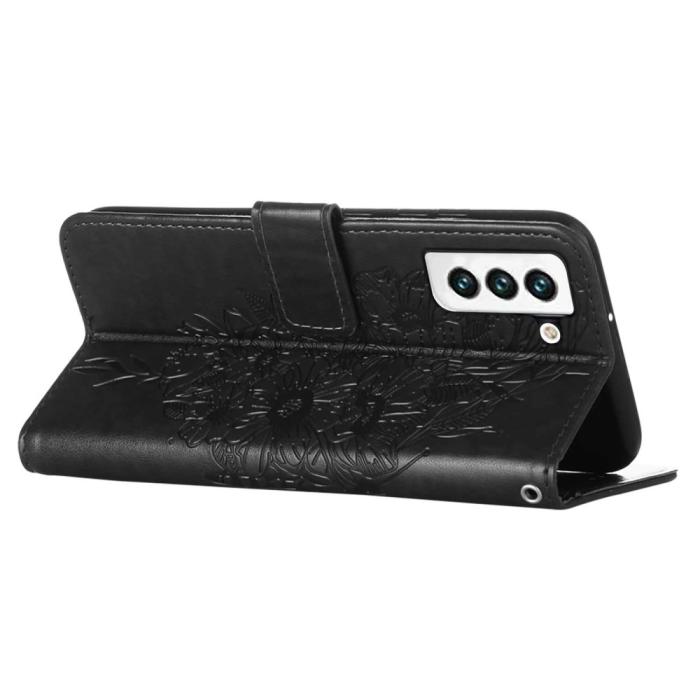 Bild 4, Samsung Galaxy S23 Fodral Fjäril Tryck Svart