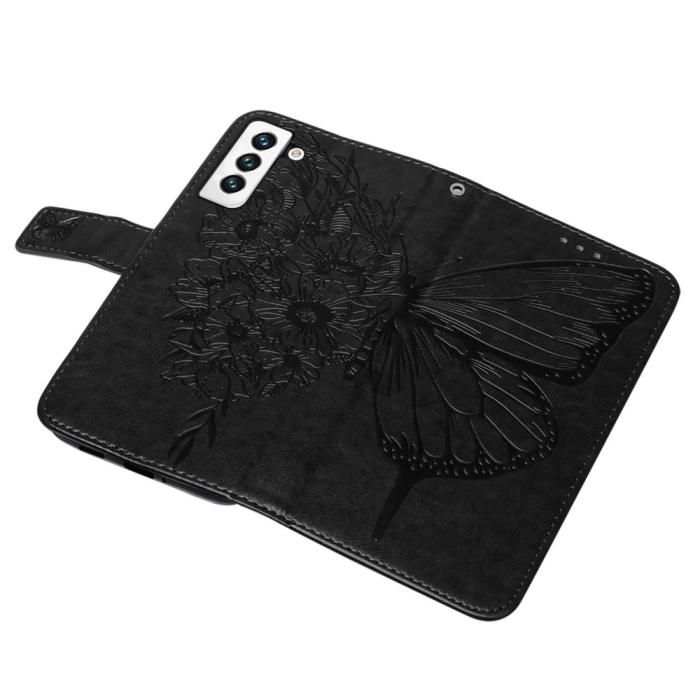 Bild 6, Samsung Galaxy S23 Fodral Fjäril Tryck Svart