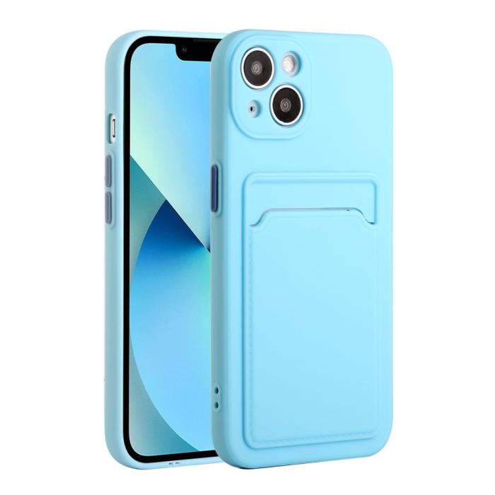 Bild 1, iPhone 13 Skal Med Kortfack Ljus Blå