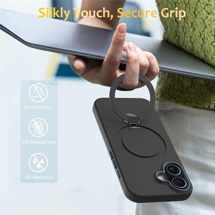 Bild 2, iPhone 16 Skal MagSafe Kickstand Hybrid Svart