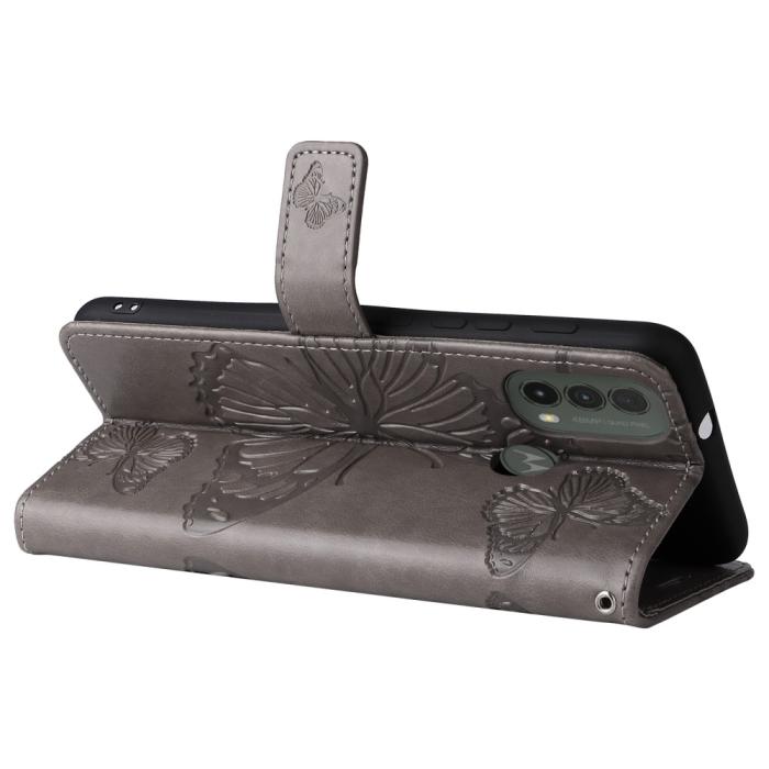 Bild 6, Motorola Moto E20 / E40 Fodral Fjäril Tryck Grå