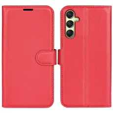 Samsung Galaxy A16 Fodral Litchi L&auml;der R&ouml;d