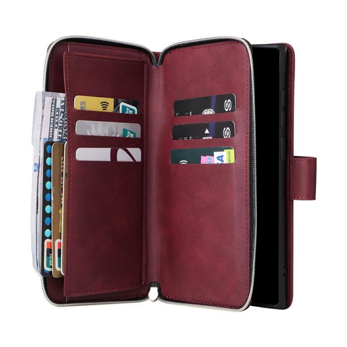 Bild 3, Samsung Galaxy S26 Ultra Fodral Multifuntionellt Läder Vinröd