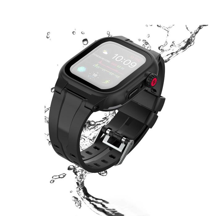 Bild 1, ShellBox Armband Apple Watch 44 mm Vattentätt Skal Svart