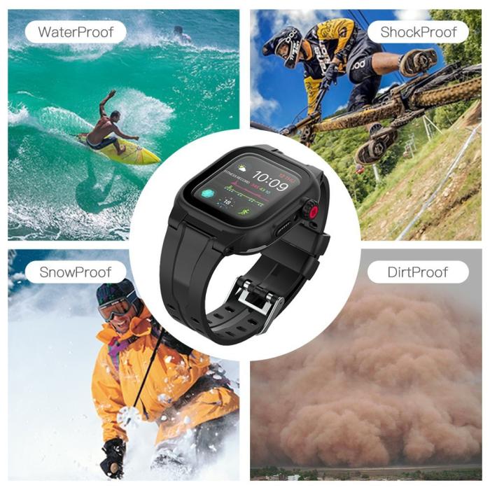 Bild 4, ShellBox Armband Apple Watch 44 mm Vattentätt Skal Svart