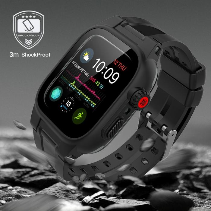 Bild 5, ShellBox Armband Apple Watch 44 mm Vattentätt Skal Svart