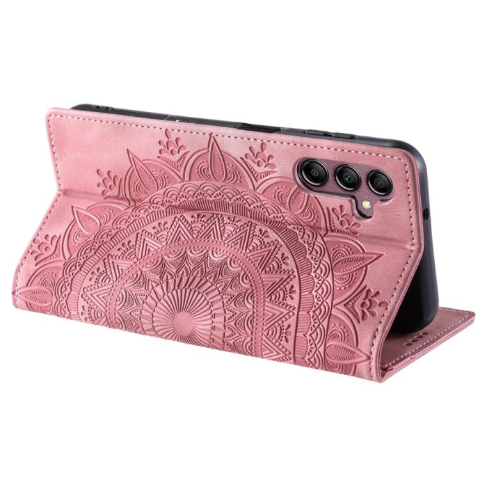 Bild 4, Samsung Galaxy A55 5G Fodral Mandala Flip Läder Roséguld
