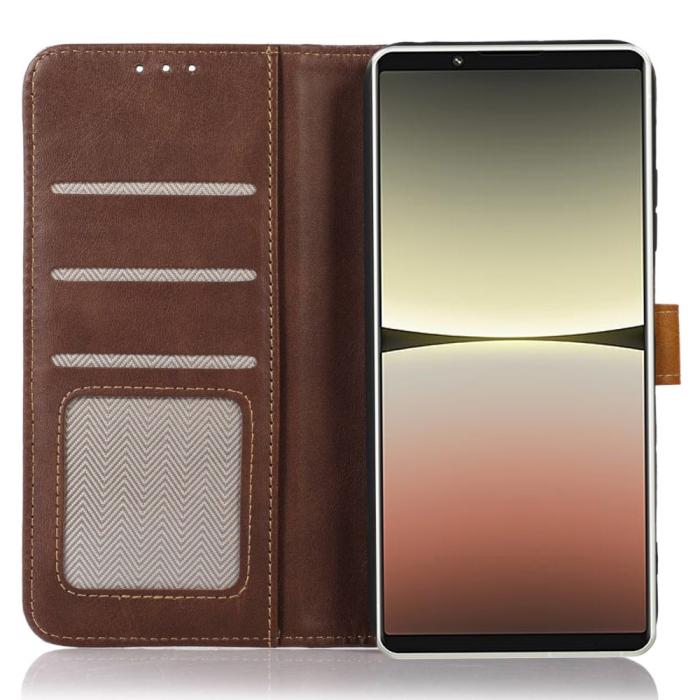 Bild 3, Sony Xperia 1 V Fodral Dual-Color Läder Brun