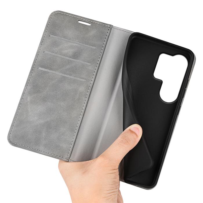 Bild 4, Samsung Galaxy S26 Ultra Fodral Flip Skin Touch Läder Grå