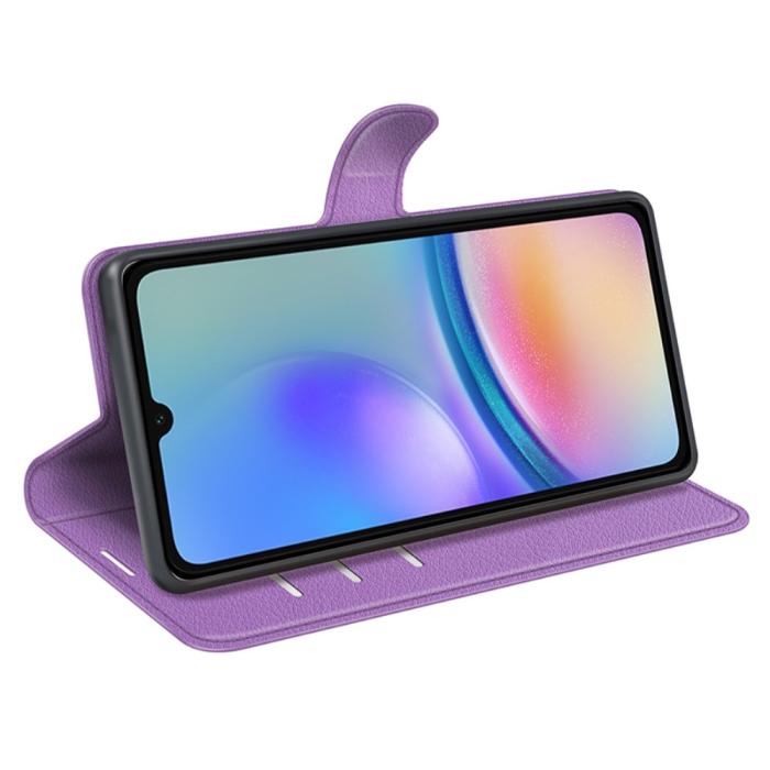 Bild 3, Samsung Galaxy A05s 4G Fodral Litchi Läder Lila