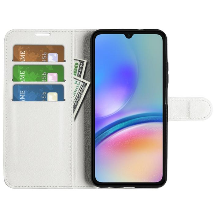 Bild 2, Samsung Galaxy A05s 4G Fodral Litchi Läder Vit