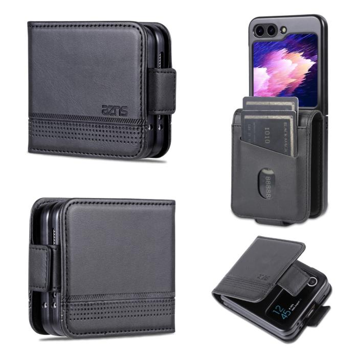 Bild 1, AZNS Galaxy Z Flip 5 Fodral Läder Svart