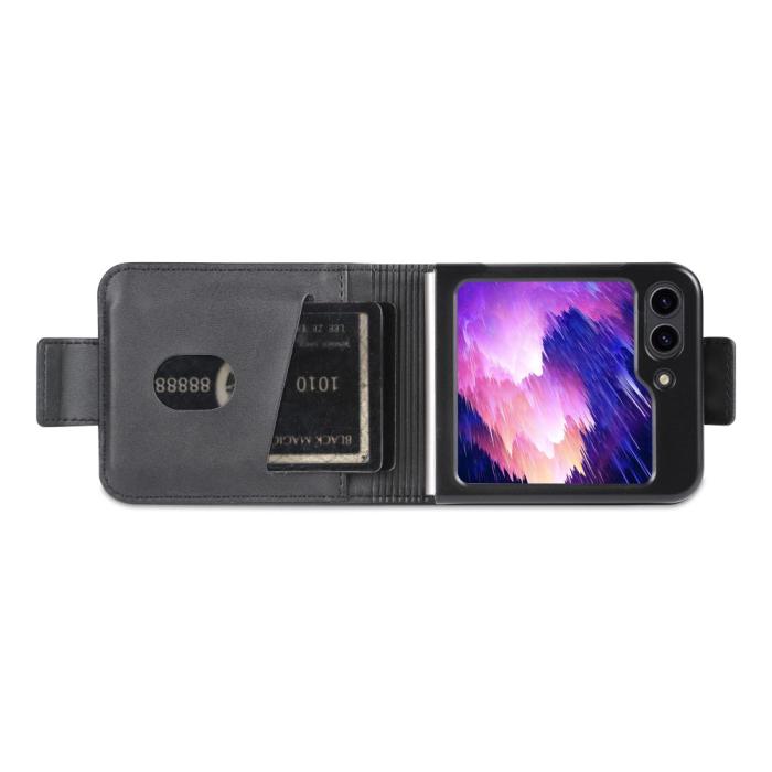 Bild 2, AZNS Galaxy Z Flip 5 Fodral Läder Svart