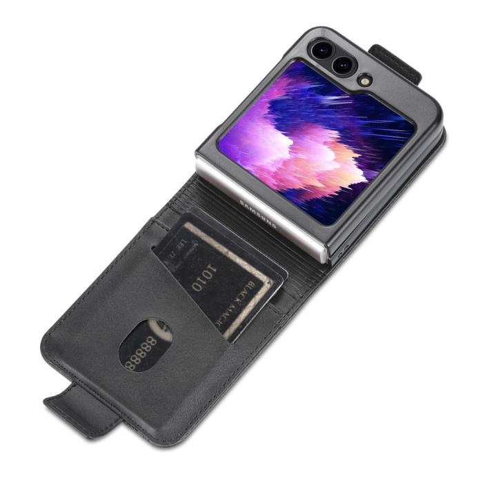 Bild 3, AZNS Galaxy Z Flip 5 Fodral Läder Svart