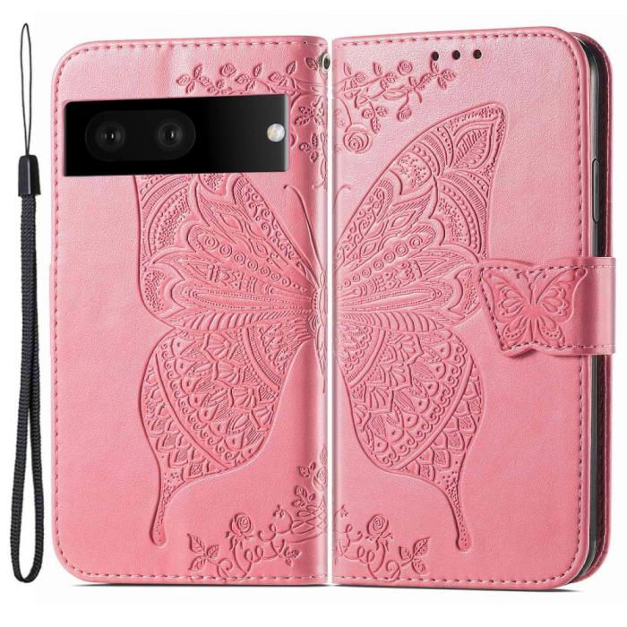 Bild 1, Google Pixel 7 Fodral Fjäril Tryck Rosa