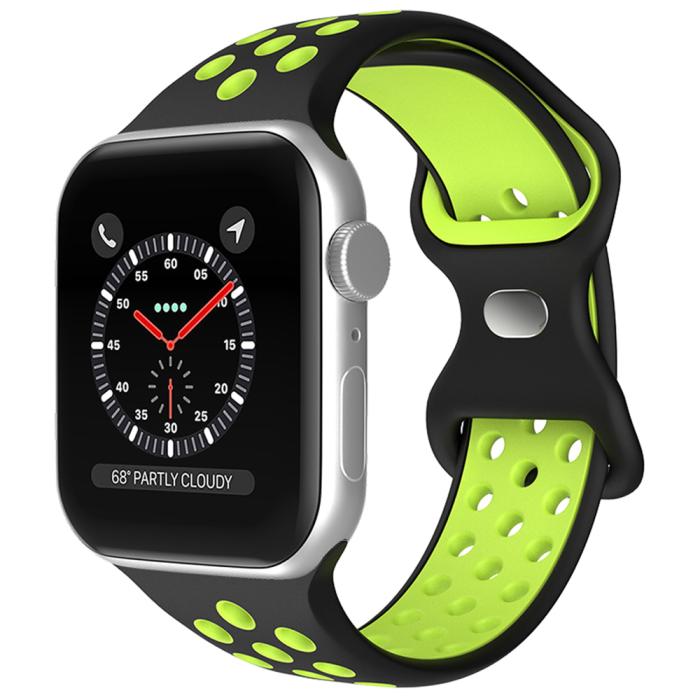 Bild 2, Sportarmband Dual-Color Apple Watch 42/44/45/49 mm (M/L) Svart/Gul