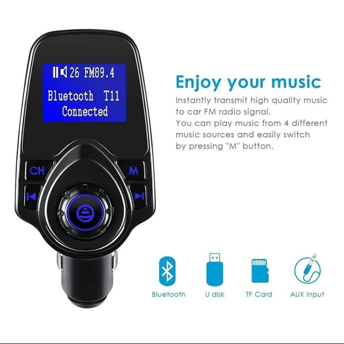 Bild 3, T11 Bluetooth FM Sändare - Svart