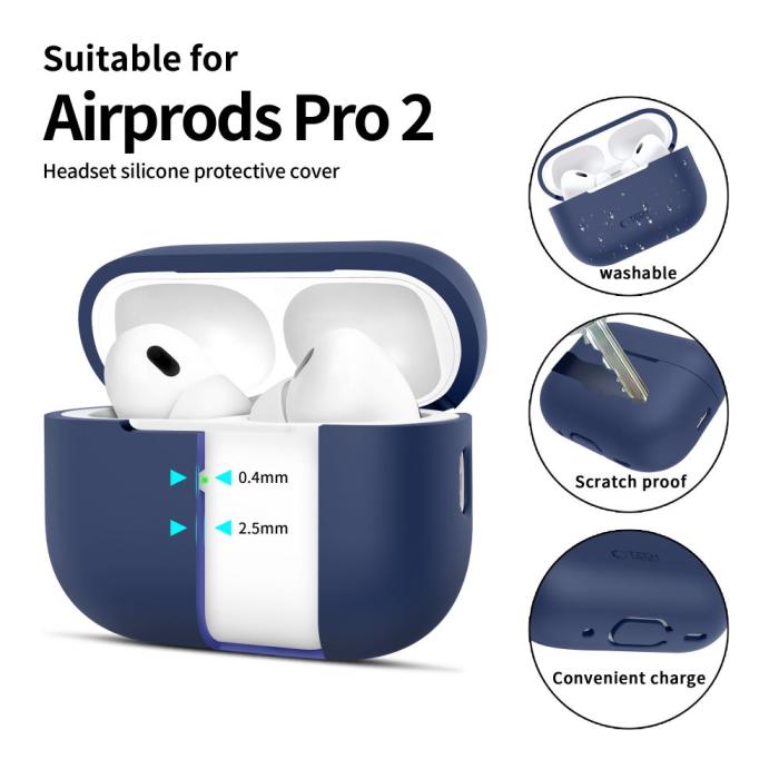 Bild 2, Tech-Protect AirPods Pro 1/2 Skal Silikon Navy Blue