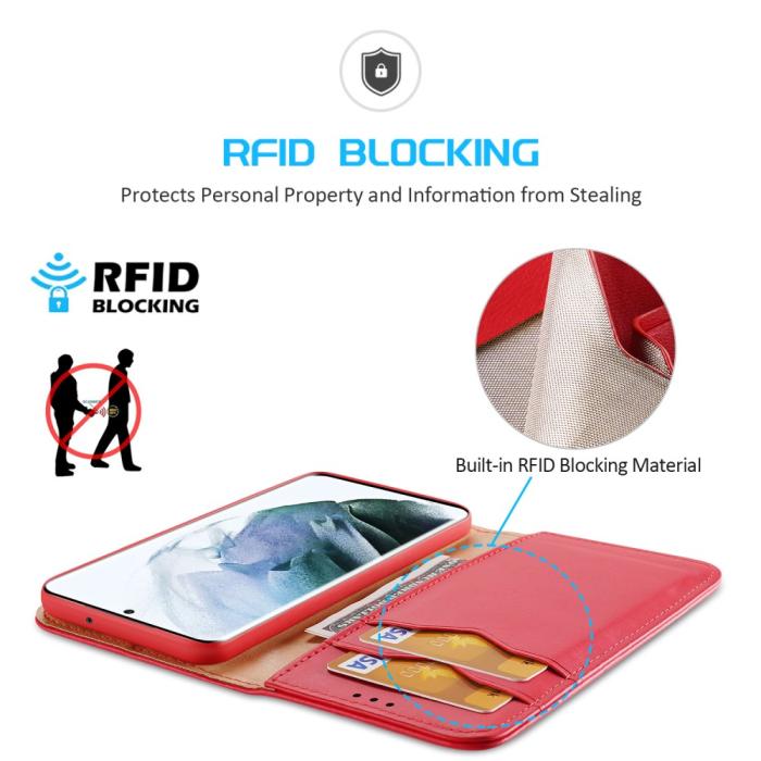 Bild 5, DUX DUCIS Samsung Galaxy S22 Ultra Fodral HIVO Äkta Läder Röd