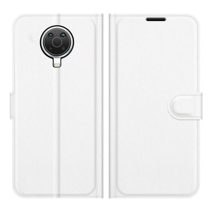 Bild 1, Nokia G10 / G20 Fodral Litchi Läder Vit