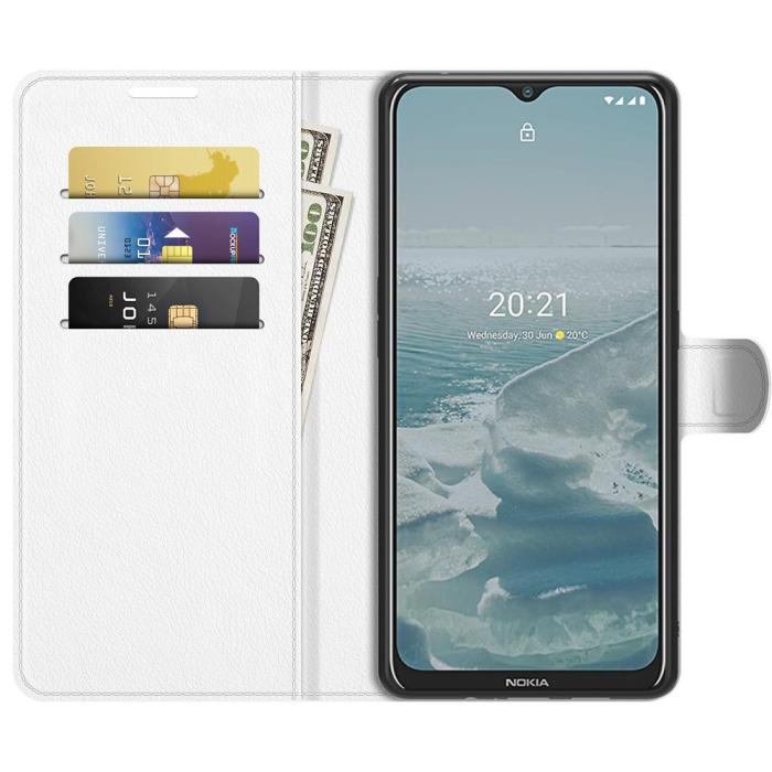Bild 4, Nokia G10 / G20 Fodral Litchi Läder Vit