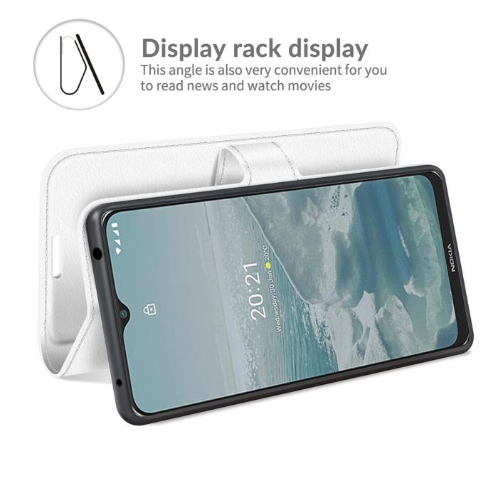 Bild 6, Nokia G10 / G20 Fodral Litchi Läder Vit