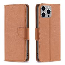 iPhone 15 Pro Max Fodral Litchi Shark Läder Brun