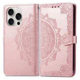 iPhone 16 Pro Max Fodral Mandala Läder Roséguld