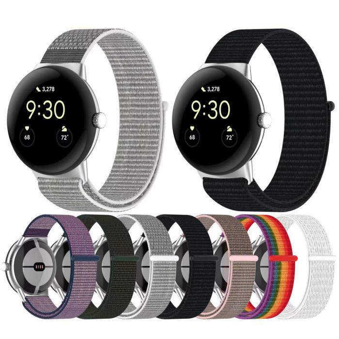 Bild 6, Google Pixel Watch / Watch 2 Nylon Loop Armband Blå/Lila