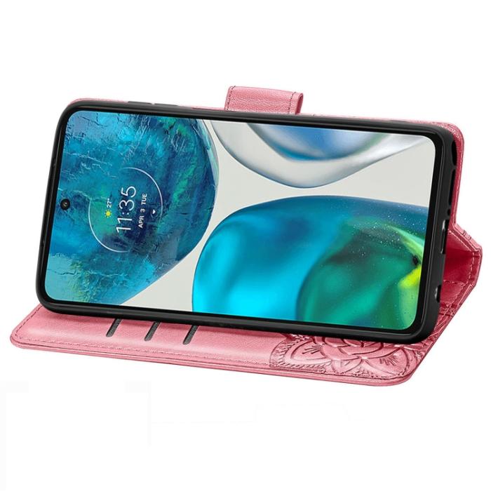 Bild 4, Motorola Moto G52/G82 Fodral Fjäril Tryck Rosa