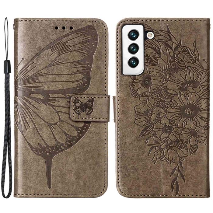 Bild 1, Samsung Galaxy S23 Fodral Fjäril Tryck Grå
