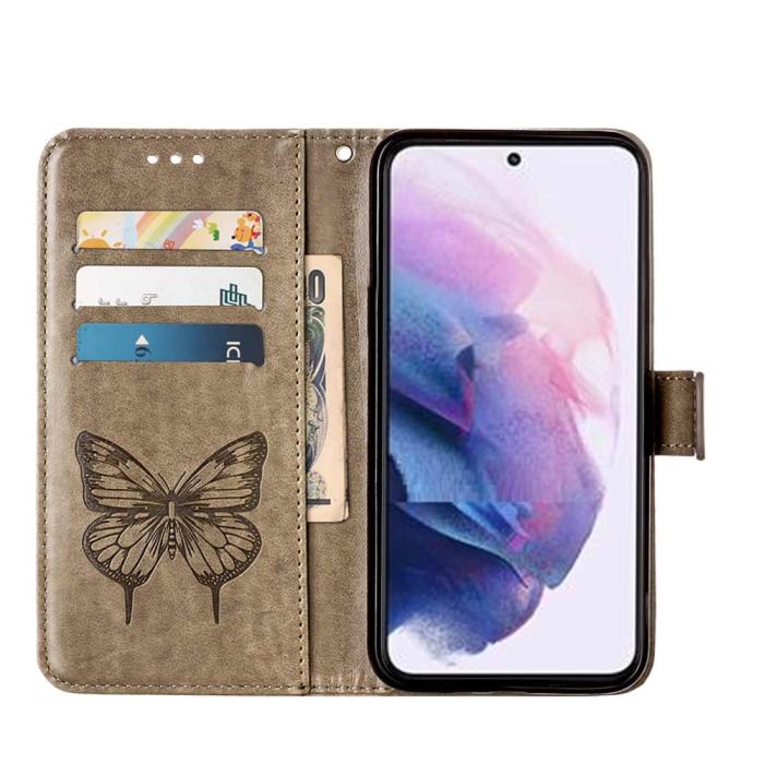 Bild 2, Samsung Galaxy S23 Fodral Fjäril Tryck Grå