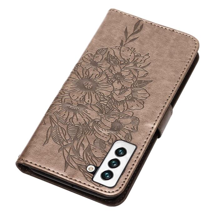 Bild 5, Samsung Galaxy S23 Fodral Fjäril Tryck Grå