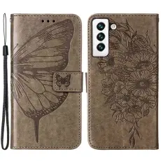 Samsung Galaxy S23 Fodral Fjäril Tryck Grå