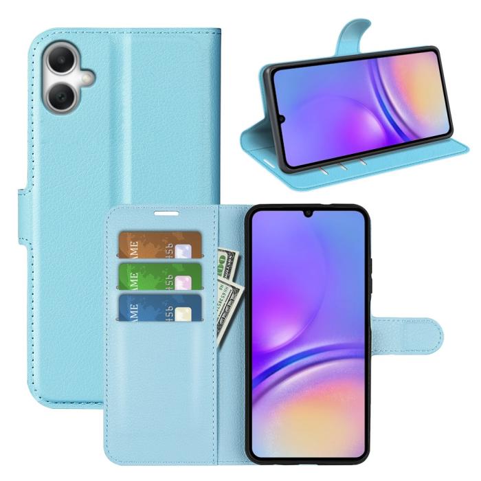 Bild 6, Samsung Galaxy A07 Fodral Litchi Läder Blå