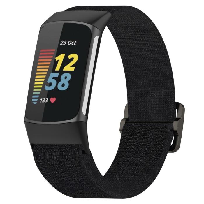 Bild 2, Fitbit Charge 6 / 5 Armband Justerbart Nylon Svart