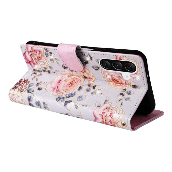 Bild 4, Samsung Galaxy A37 5G Fodral RFID Läder Rosa Blommor