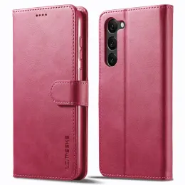 LC.IMEEKE Samsung Galaxy S24 Plus Fodral Läder Rosa/Röd