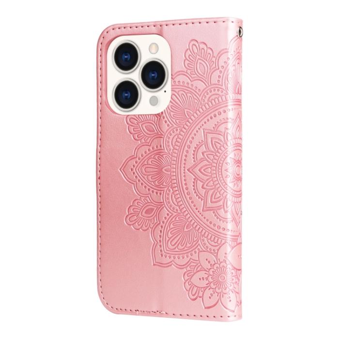 Bild 3, iPhone 14 Pro Fodral Mandala Blossom Roséguld