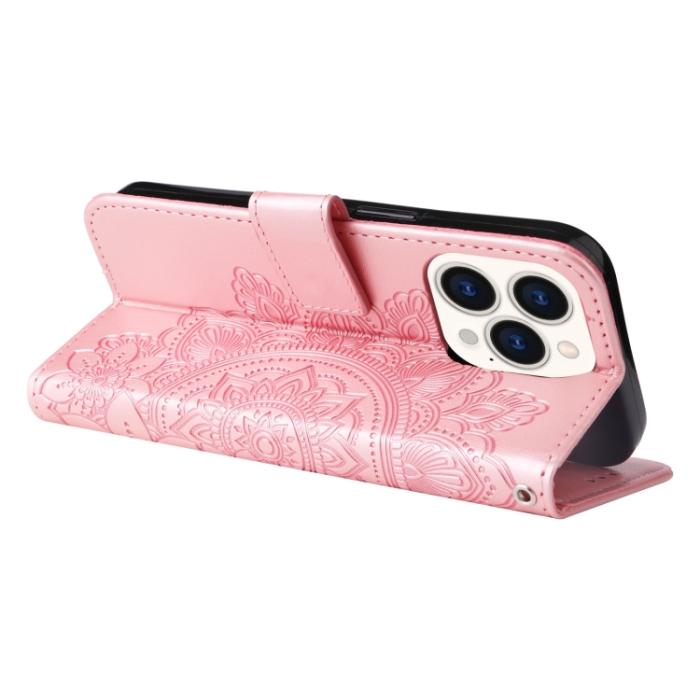 Bild 5, iPhone 14 Pro Fodral Mandala Blossom Roséguld