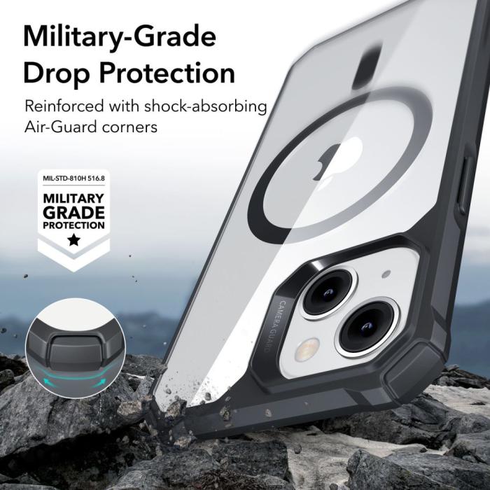 Bild 4, ESR iPhone 15 Plus / 14 Plus Skal Air Armor HaloLock MagSafe Transparent/Svart