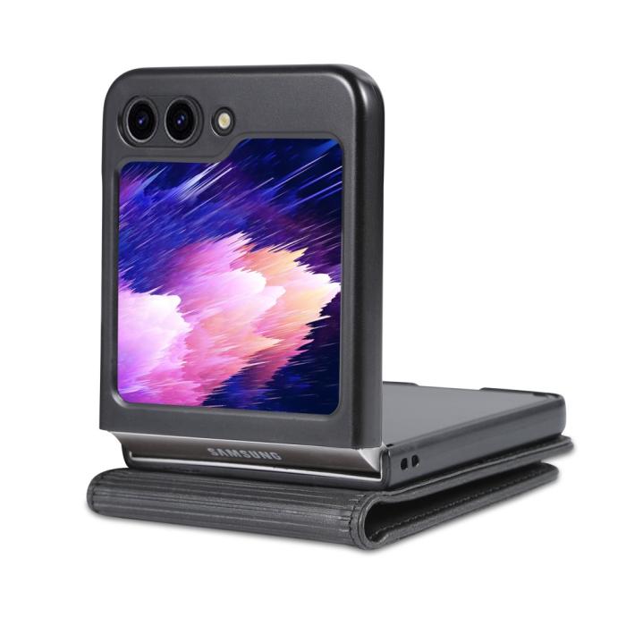 Bild 5, AZNS Galaxy Z Flip 5 Fodral Läder Svart