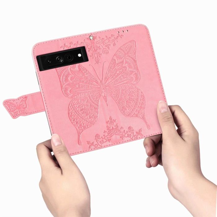 Bild 4, Google Pixel 7 Fodral Fjäril Tryck Rosa