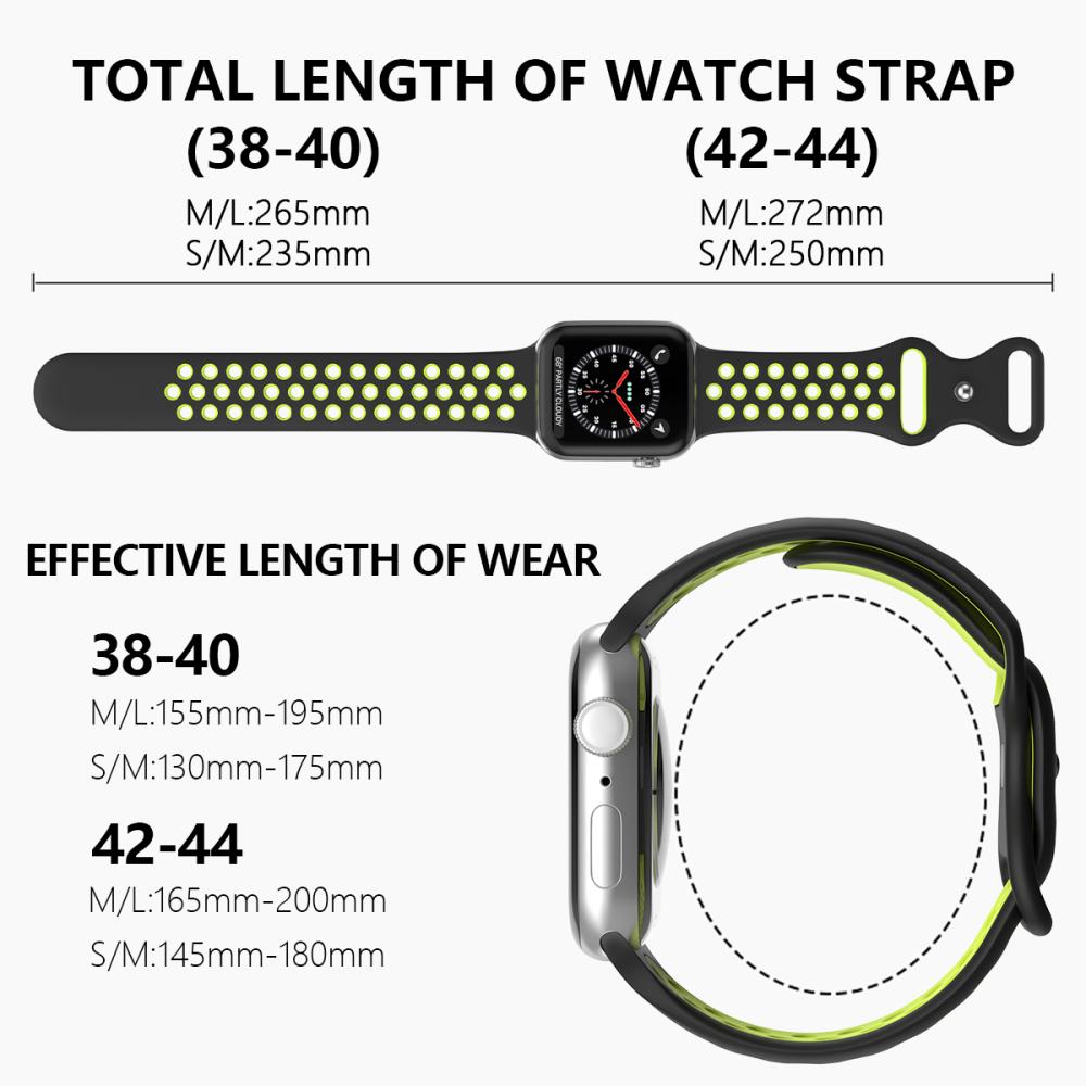 Sportarmband Dual-Color Apple Watch 42/44/45/49 mm (M/L) Svart/Gul