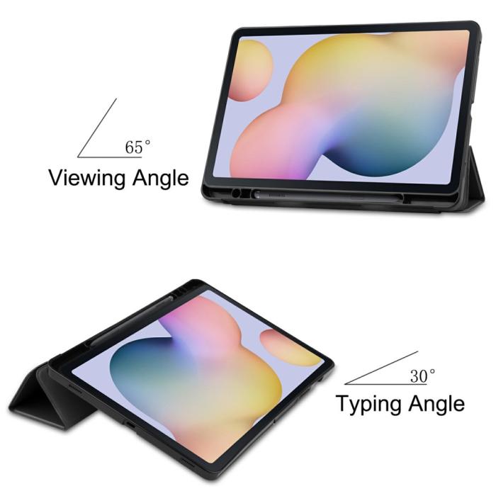 Bild 3, Samsung Galaxy Tab S7 / Tab S8 Fodral Tri-Fold Pennhållare Svart