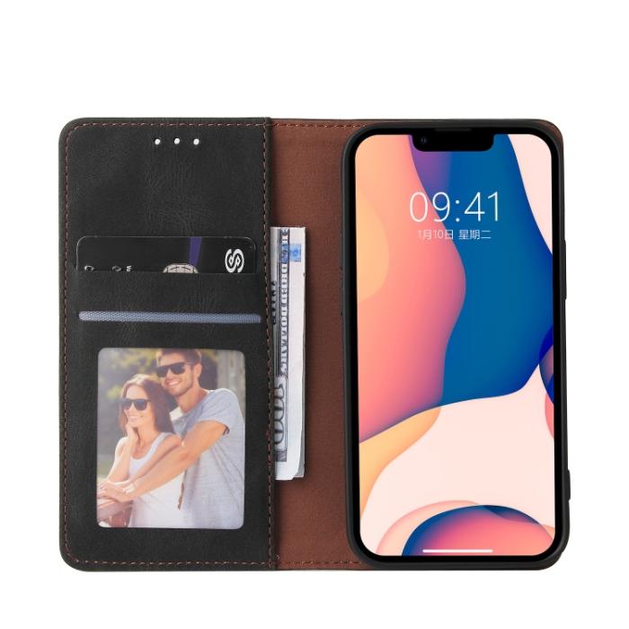 Bild 4, iPhone 14 Plus Fodral Flip Läder Svart