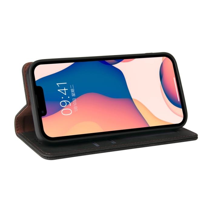Bild 6, iPhone 14 Plus Fodral Flip Läder Svart