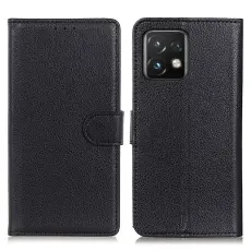 Motorola Edge 40 Pro 5G Fodral Litchi L&auml;der Svart