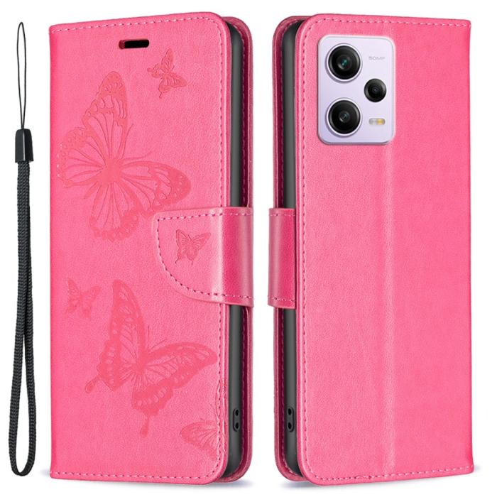 Bild 1, Xiaomi Redmi Note 12 Pro 5G Fodral Med Fjäril Tryck Rosa
